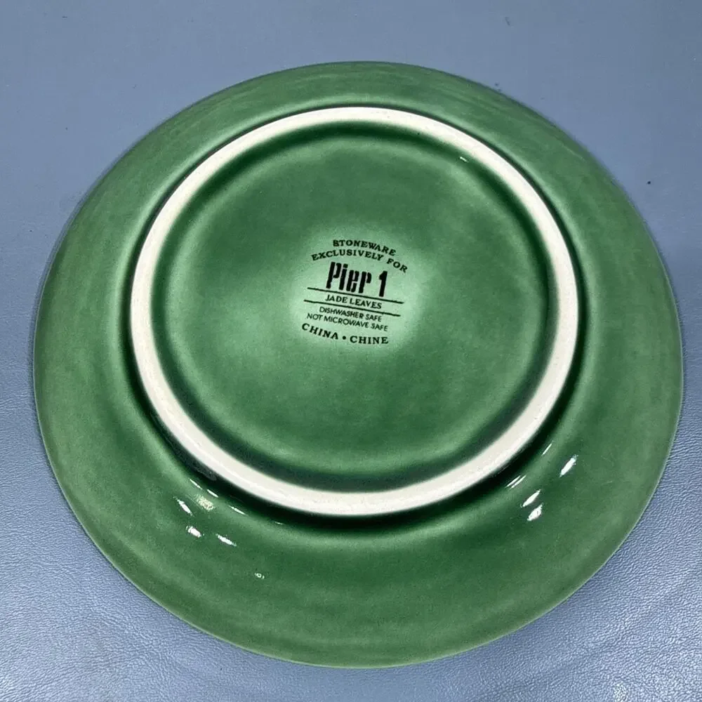 Pier 1 Stoneware Jade Leaves Dinner Plate Plates Retired Green 11